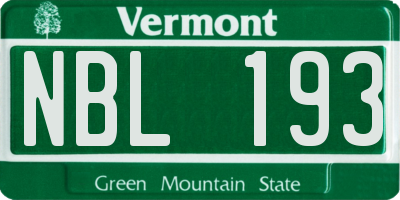VT license plate NBL193