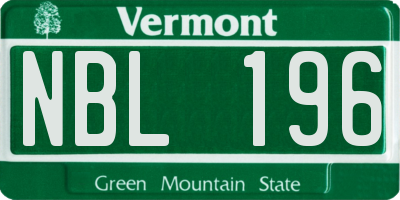 VT license plate NBL196