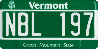 VT license plate NBL197