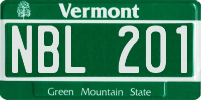 VT license plate NBL201