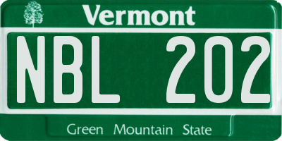 VT license plate NBL202