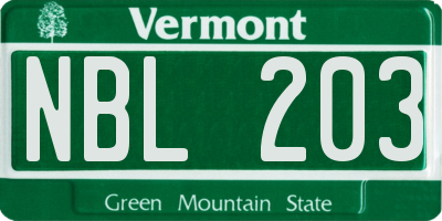 VT license plate NBL203