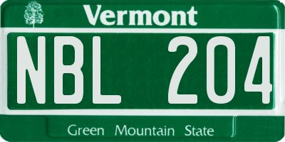 VT license plate NBL204