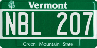 VT license plate NBL207