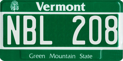 VT license plate NBL208