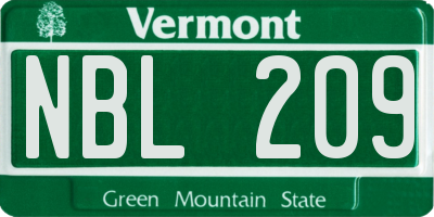 VT license plate NBL209