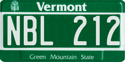 VT license plate NBL212