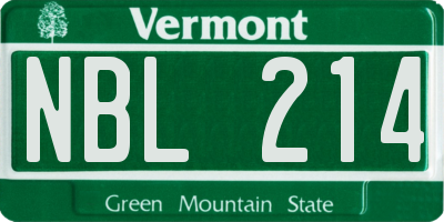VT license plate NBL214