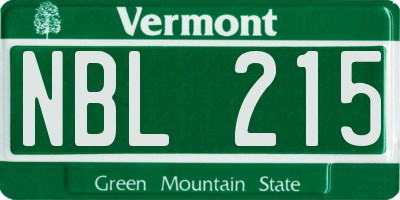 VT license plate NBL215