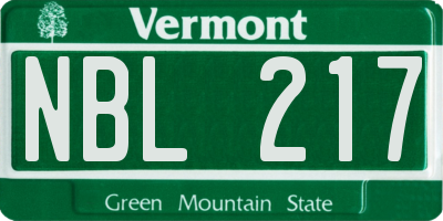 VT license plate NBL217