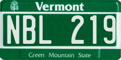 VT license plate NBL219