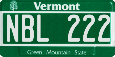 VT license plate NBL222