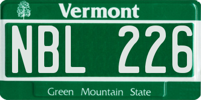 VT license plate NBL226