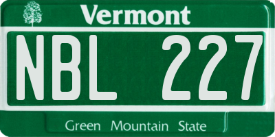 VT license plate NBL227