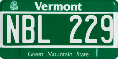 VT license plate NBL229