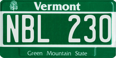 VT license plate NBL230