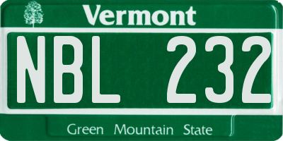VT license plate NBL232