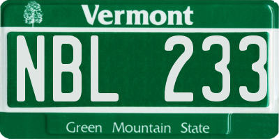 VT license plate NBL233