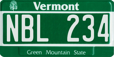 VT license plate NBL234