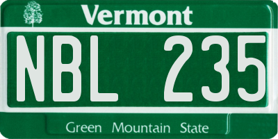 VT license plate NBL235
