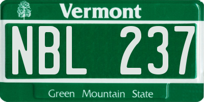VT license plate NBL237