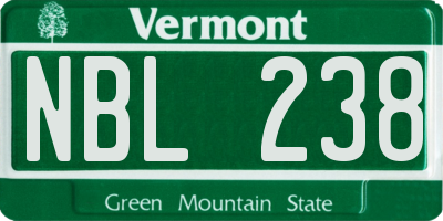 VT license plate NBL238