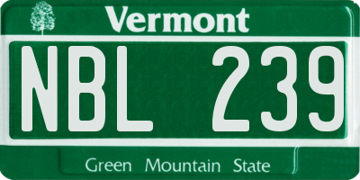 VT license plate NBL239