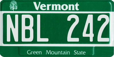 VT license plate NBL242