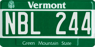 VT license plate NBL244