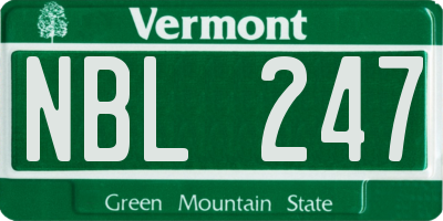 VT license plate NBL247