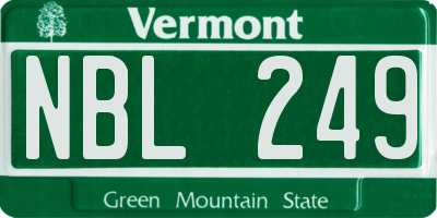 VT license plate NBL249