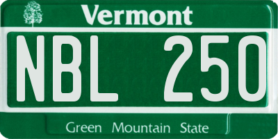 VT license plate NBL250