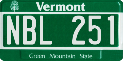 VT license plate NBL251
