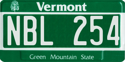 VT license plate NBL254