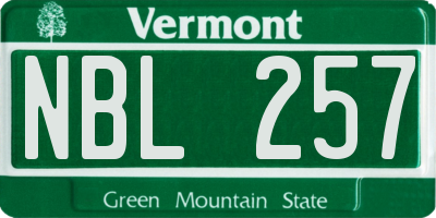 VT license plate NBL257