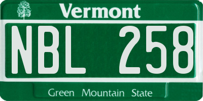 VT license plate NBL258
