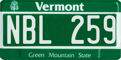 VT license plate NBL259