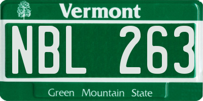 VT license plate NBL263