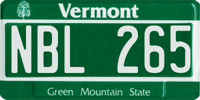 VT license plate NBL265