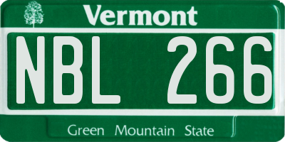 VT license plate NBL266