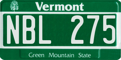VT license plate NBL275