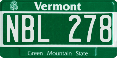 VT license plate NBL278
