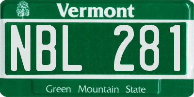 VT license plate NBL281
