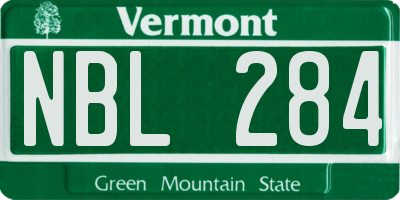 VT license plate NBL284
