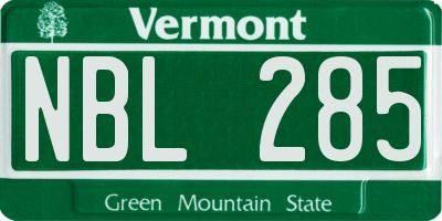 VT license plate NBL285