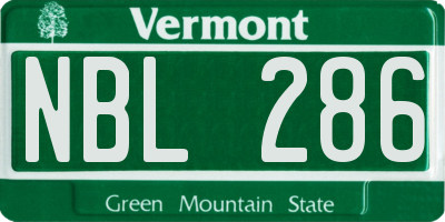 VT license plate NBL286