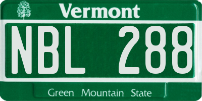 VT license plate NBL288