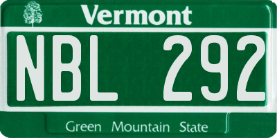 VT license plate NBL292