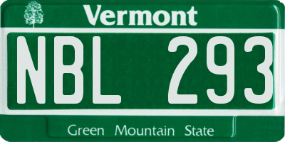VT license plate NBL293