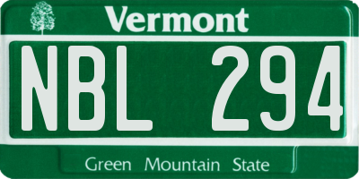 VT license plate NBL294